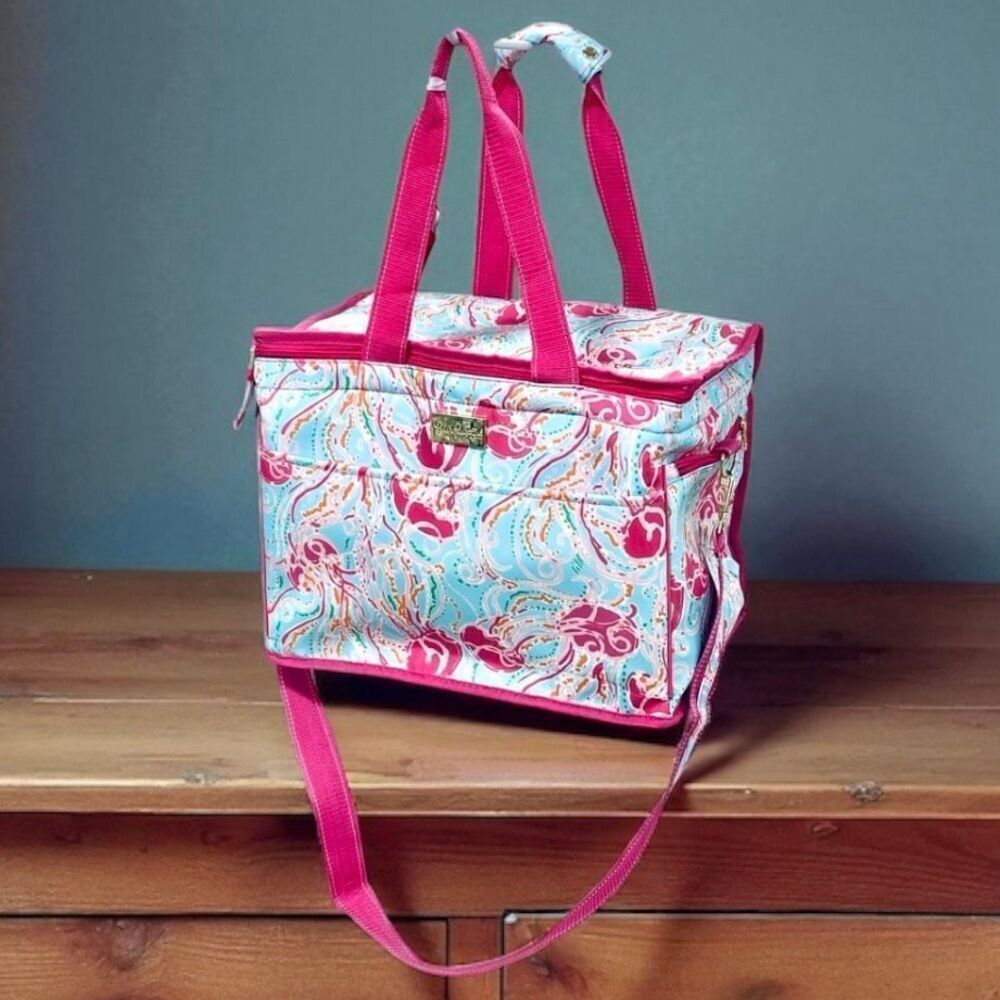 NWT Lilly Pulitzer Insulated cooler pink blue Jellies Be Jammin lunch beach bag - Picture 8 of 16